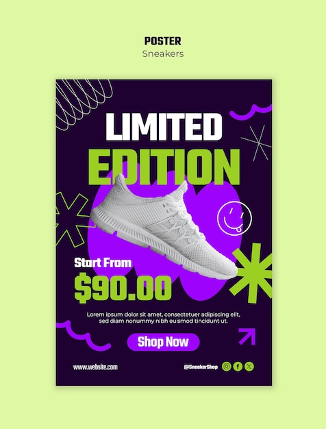 Free PSD sneakers poster template design