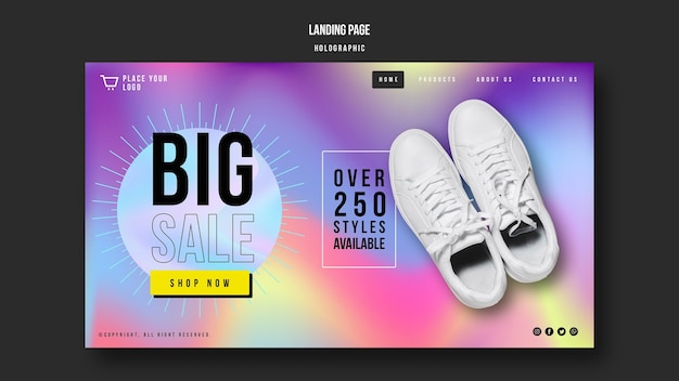 Free PSD sneakers sale template landing page