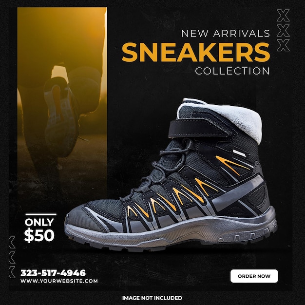 Free PSD sneakers shoes social media template