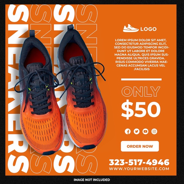 Free PSD sneakers shoes social media template