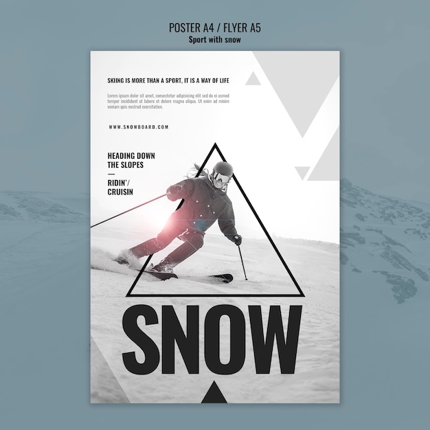 Free PSD snow sport design of poster design