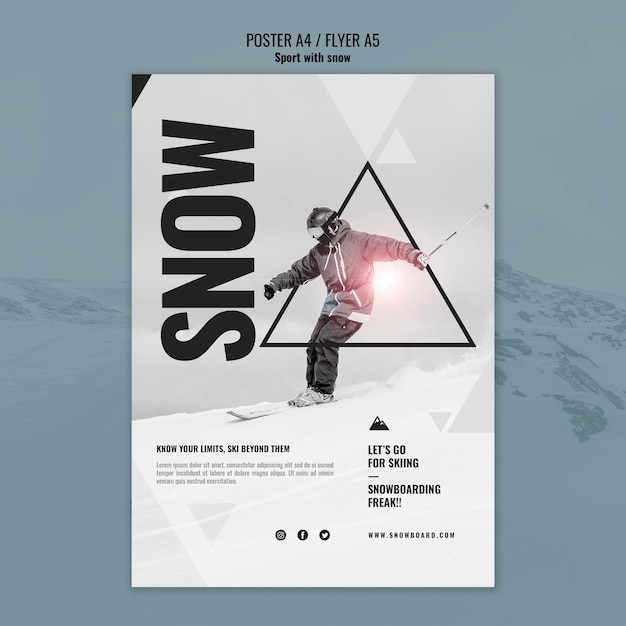 Free PSD snow sport design of poster design