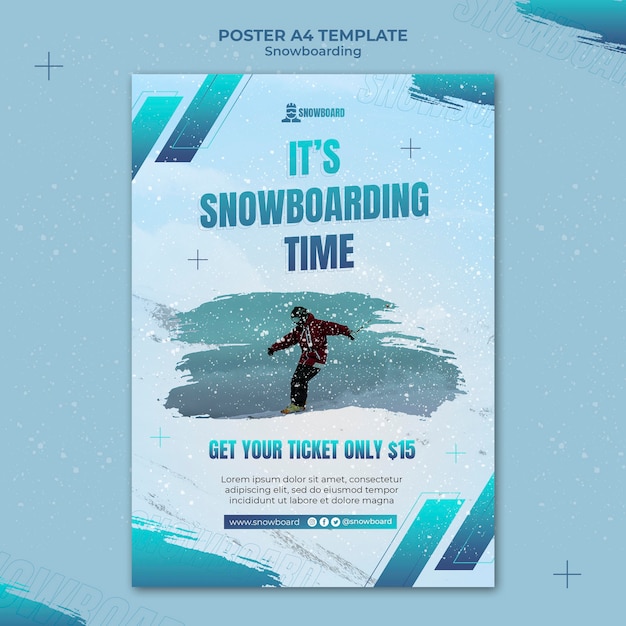 Free PSD snowboard flyer design template