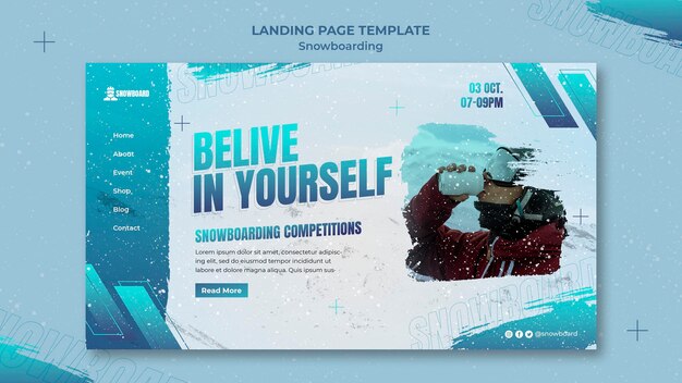 Free PSD snowboarding landing page design template