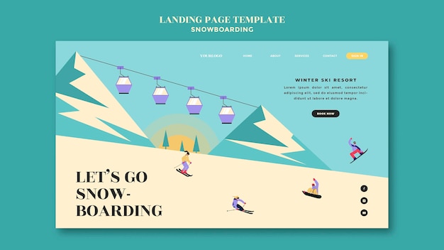 Free PSD snowboarding landing page design template