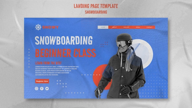 Free PSD snowboarding landing page design template