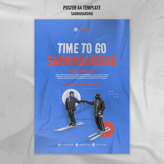 Free PSD snowboarding poster design template