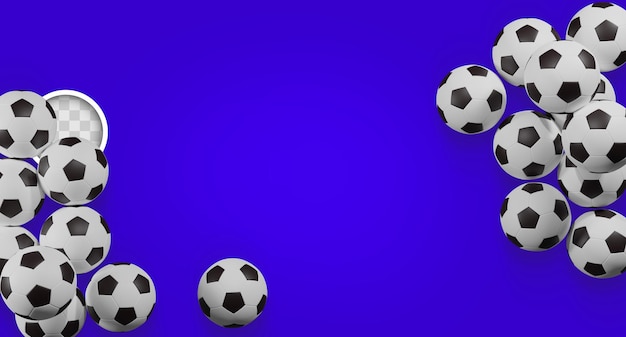 Free PSD soccer background with balls 3d illustration