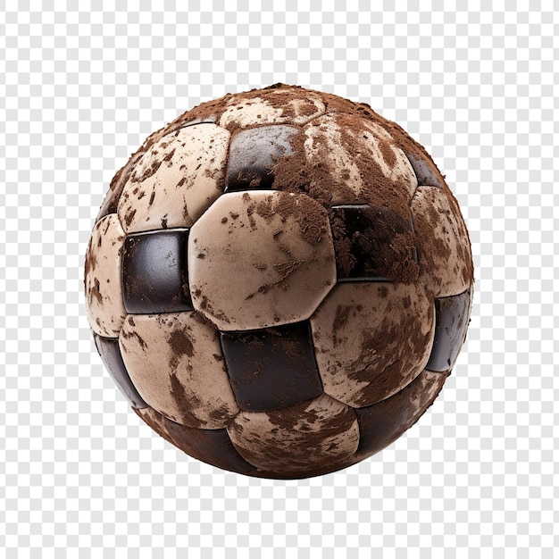 Free PSD soccer ball covered in dirt isolated on transparent background