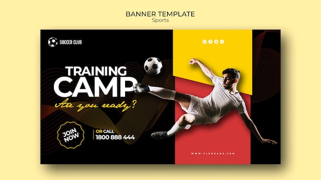 Free PSD soccer club training camp banner template