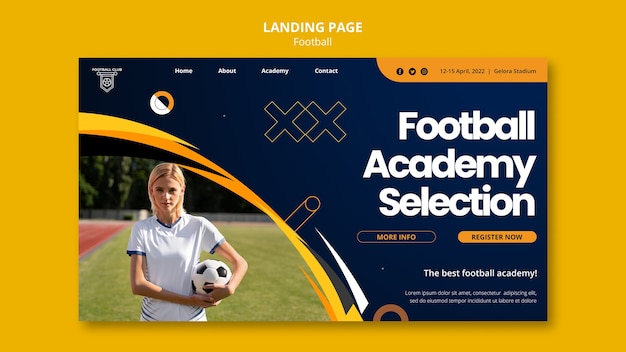 Soccer game landing page template