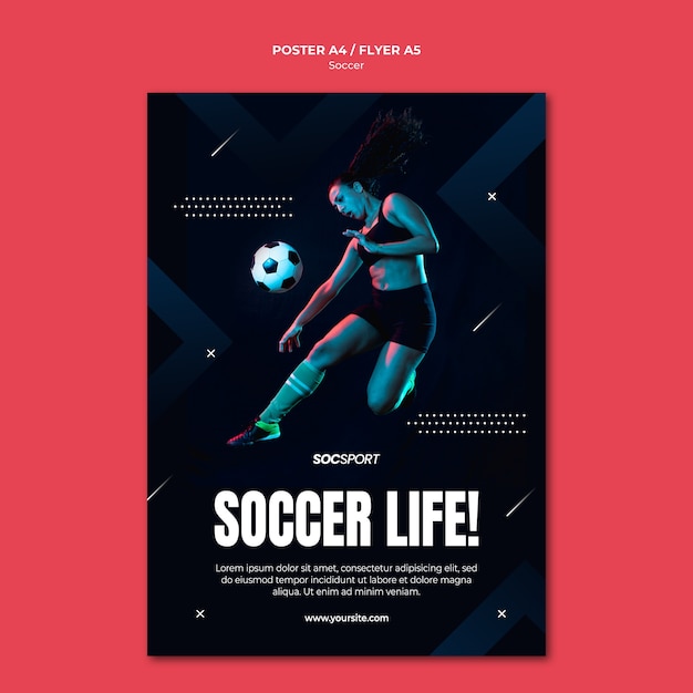 Free PSD soccer poster template concept