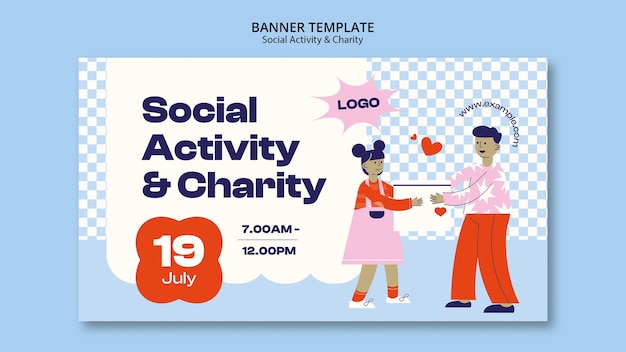 Free PSD social activity and charity banner template