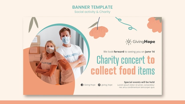 Free PSD social activity and charity banner