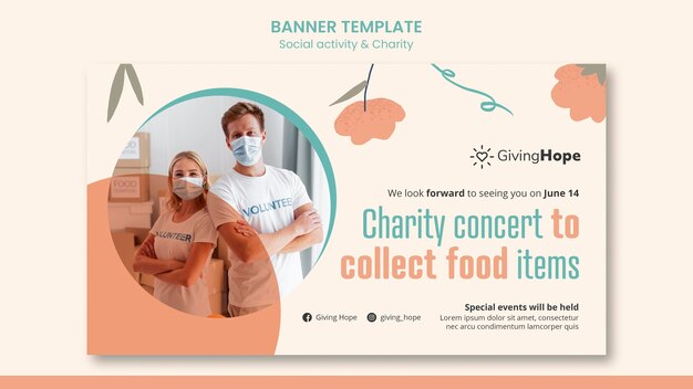 Social activity and charity banner