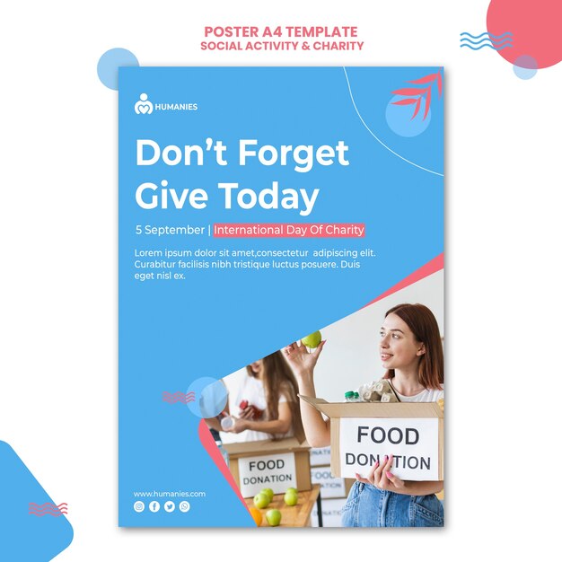 Social activity and charity poster template