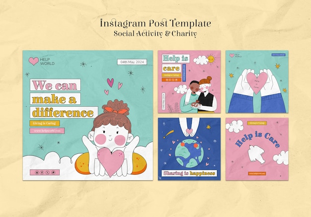 Free PSD social activity and charity template design