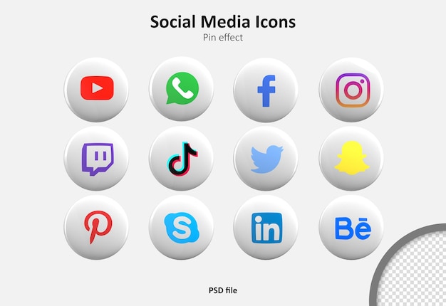 Free PSD social media 3d icons pack