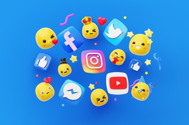 Social media background with emojis