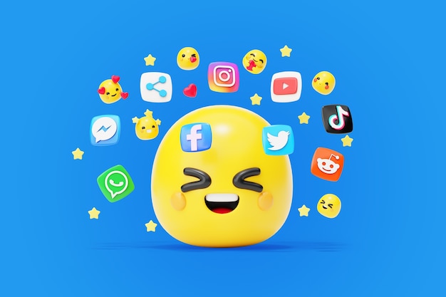 Social media background with emojis