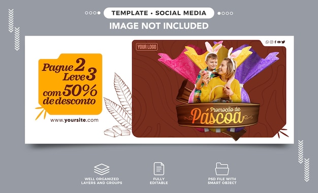 Free PSD social media banner easter promotion light 3 pay 2