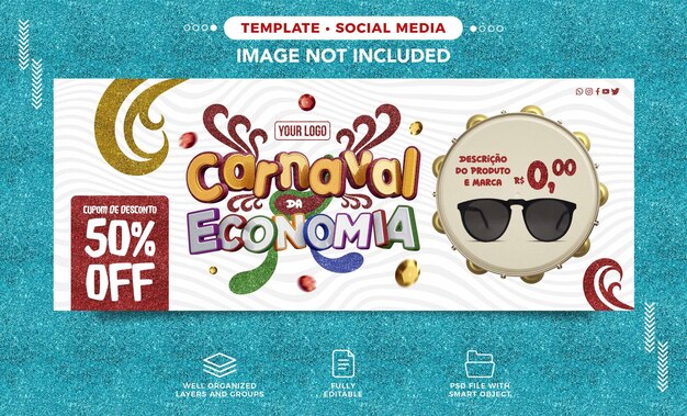 Social media banner economy carnival for sales of products on offer