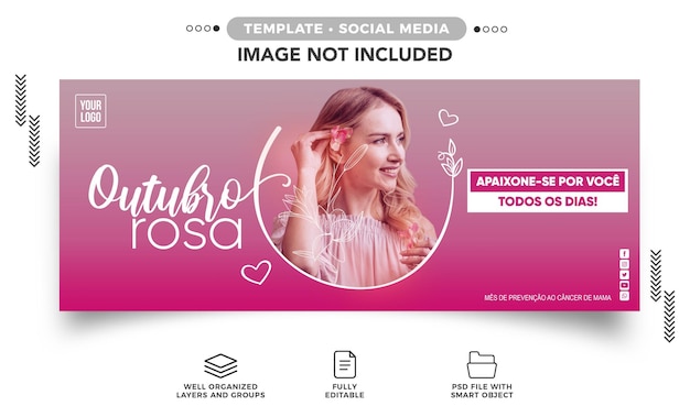 Free PSD social media banner october pink fall in love everyday