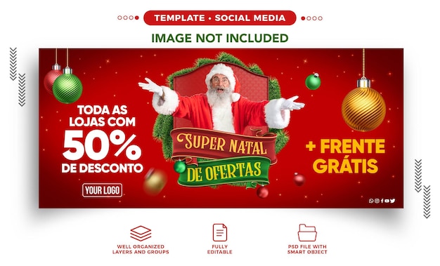 Social media banner super natal of offers for sales campaign in Brazil