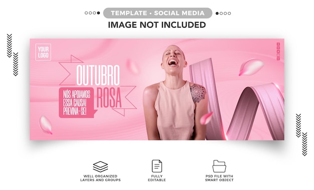 Free PSD social media banner template october pink breast cancer campaign