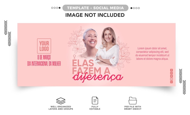 Free PSD social media banner womens day they make a difference