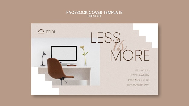 Free PSD social media cover template for minimalistic interior design