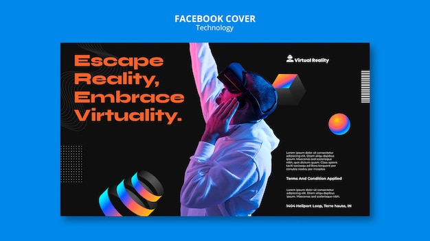 Free PSD social media cover template for virtual reality technology