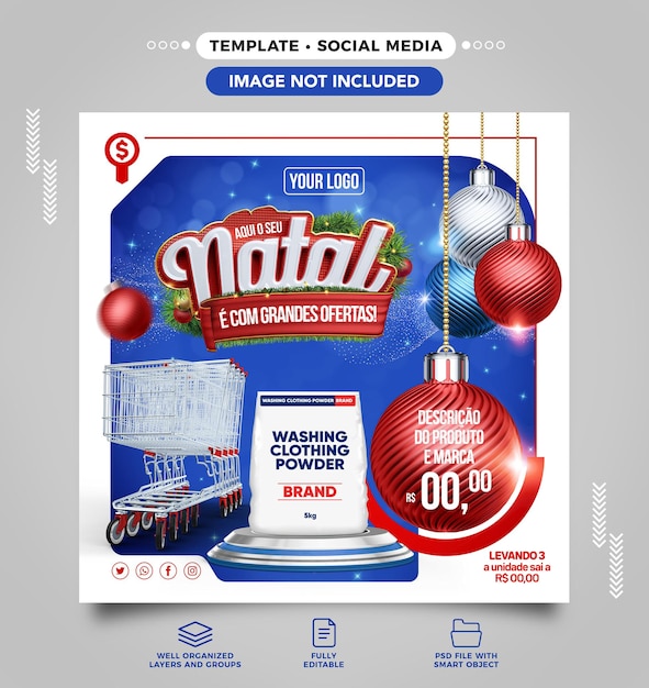 Free PSD social media feed christmas has great offers in brazil