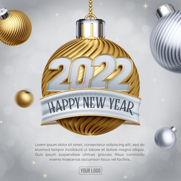 Social media feed Happy New Year to celebrate 2022