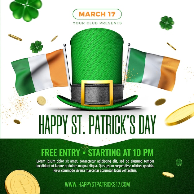 Free PSD social media feed for happy st patricks day party