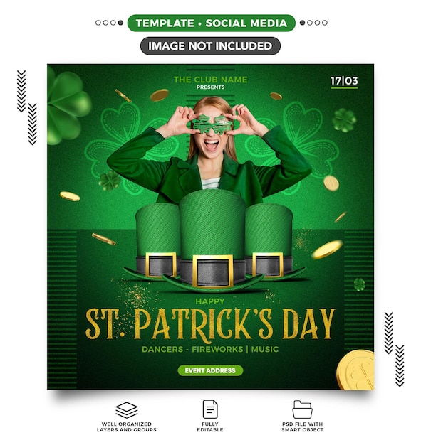 Free PSD social media feed happy st patricks day