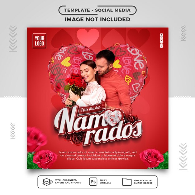 Social Media Feed Instagram Happy Valentine's Day in Brazil