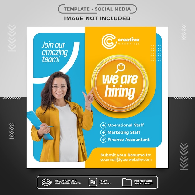 Free PSD social media feed instagram we are hiring