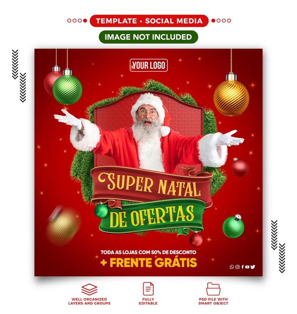 Social media feed super natal of offers for sales campaign in Brazil