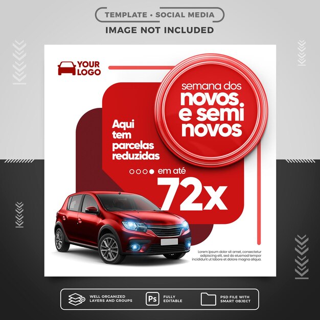 Social media feed template Car agency on offer