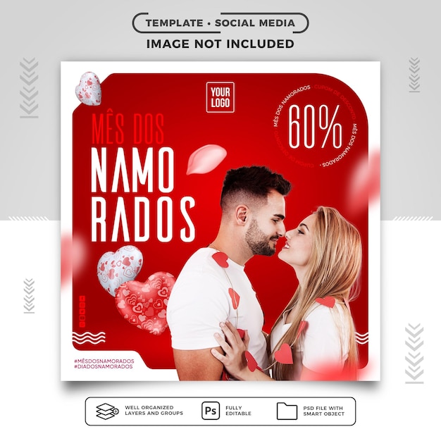 Social media feed valentine's month promotion with up to 60 off