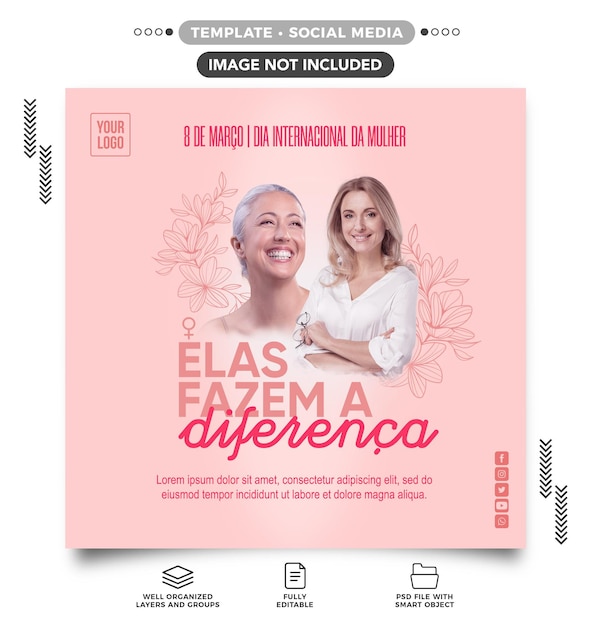 Free PSD social media feed womens day they make a difference