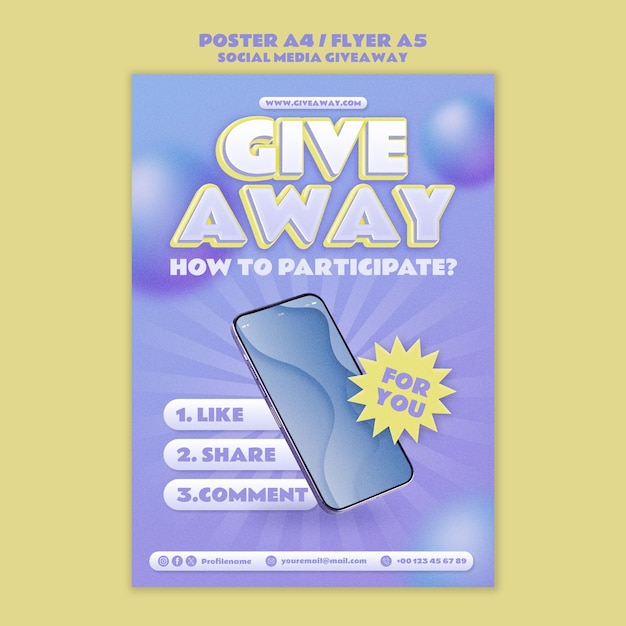 Free PSD social media giveaway template design