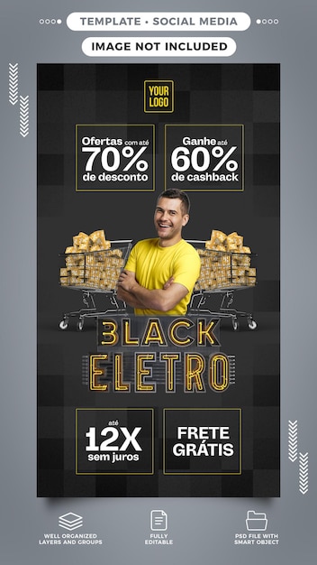 Free PSD social media instagram stories black friday electronics sales