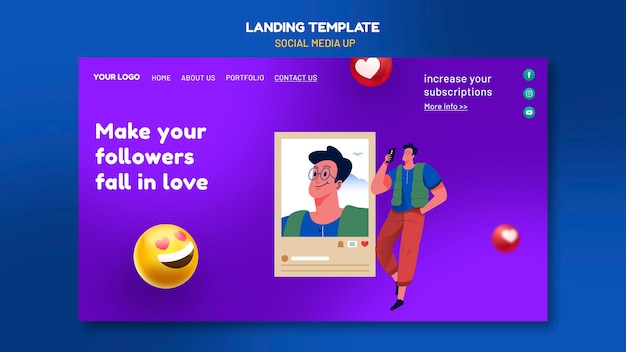 Social media landing page template