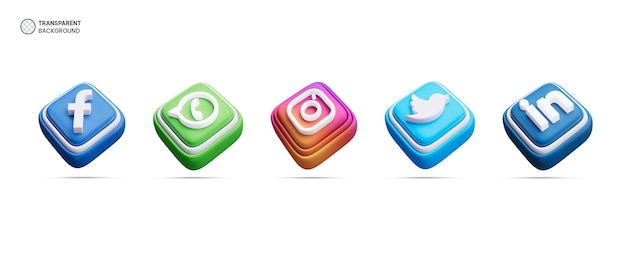 Free PSD social media logo icons isolated 3d render illustration