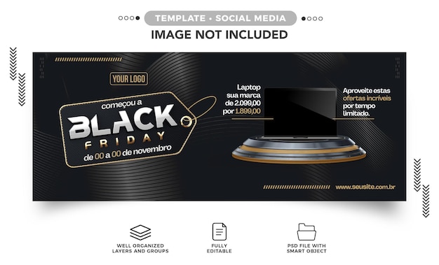 Social media post banner black friday 3d render template design for marketing campaign