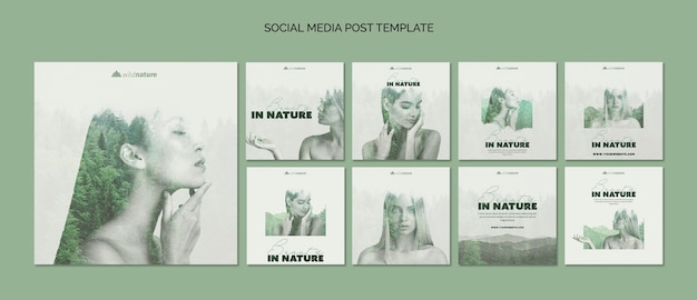 Free PSD social media post template concept with wild nature