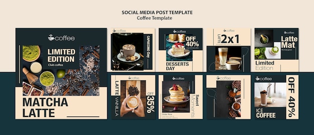 Free PSD social media post template theme with coffee