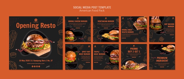 Free PSD social media post template with american food